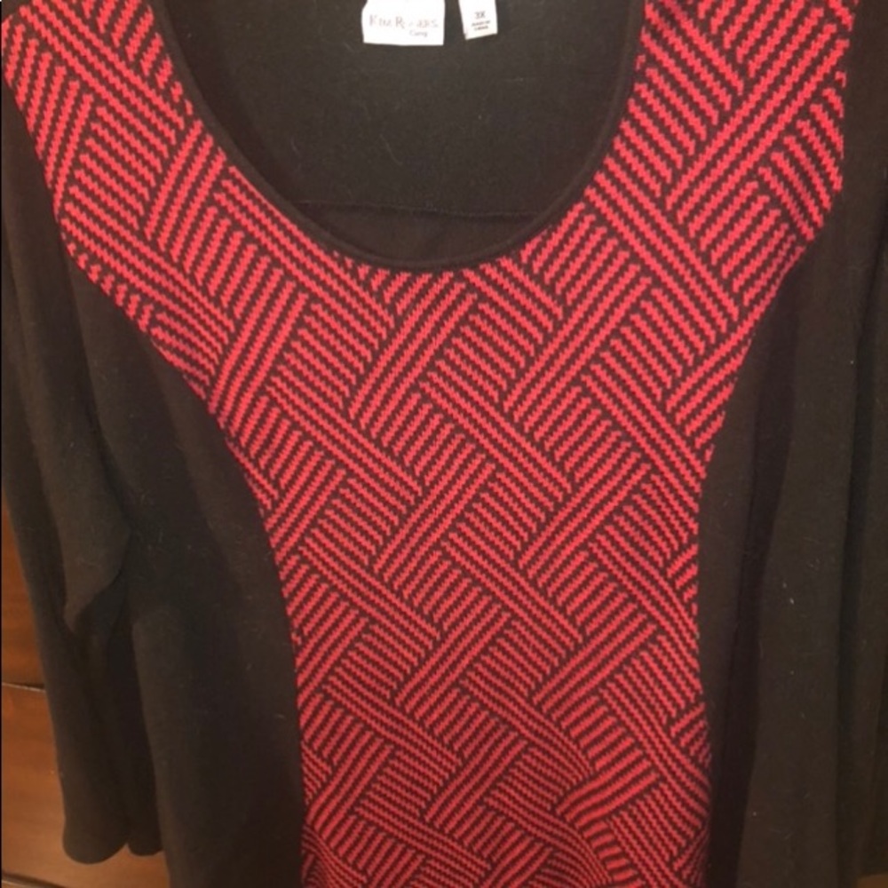 Kim Rogers black and red 3/4 length sweater